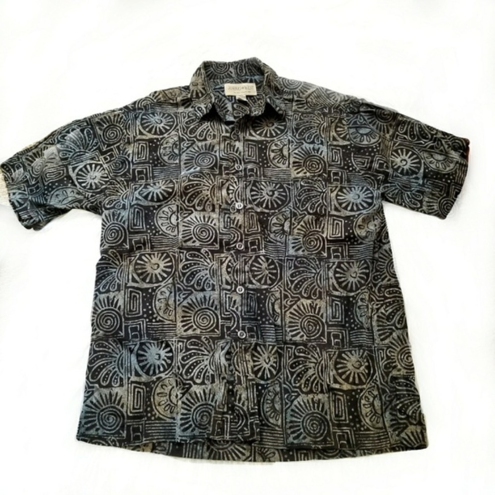 Johari West batik dye button down shirt large grey